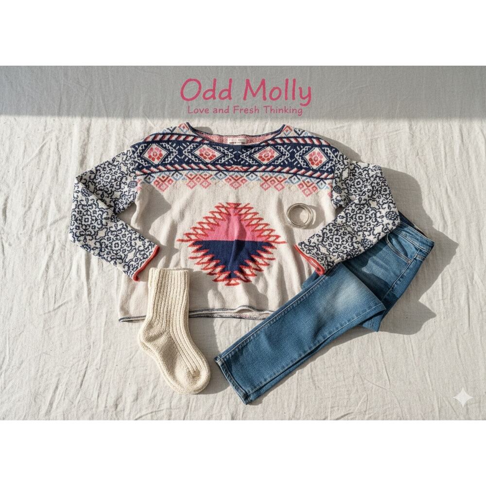 Odd Molly Nordic Knit Intarsia Sweater - Wool Blend - Size 2 (Medium)